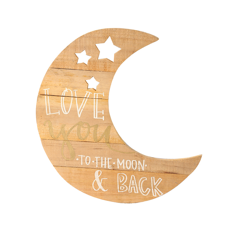 Unfinished plywood nursery room wall decor moon shape stars cutout wooden baby nursery wall art