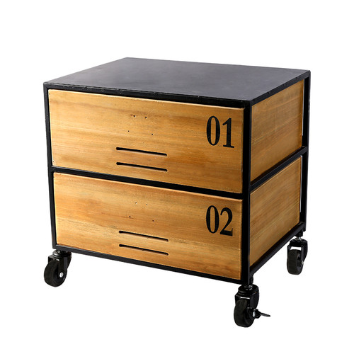 Solid wood 2 drawer bedroom cabinet