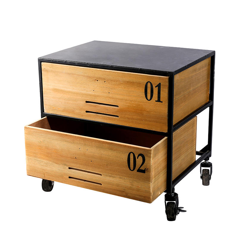 Solid wood 2 drawer bedroom cabinet