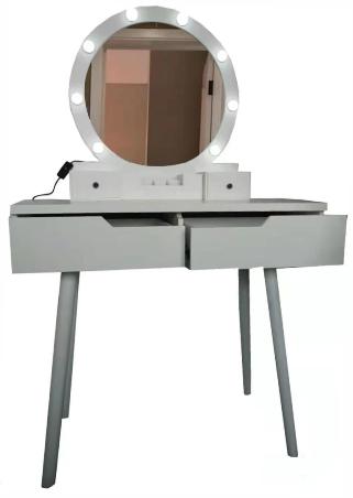Modern wooden style makeup table with mirror good price with lighting switch bedroom vanity cabinet