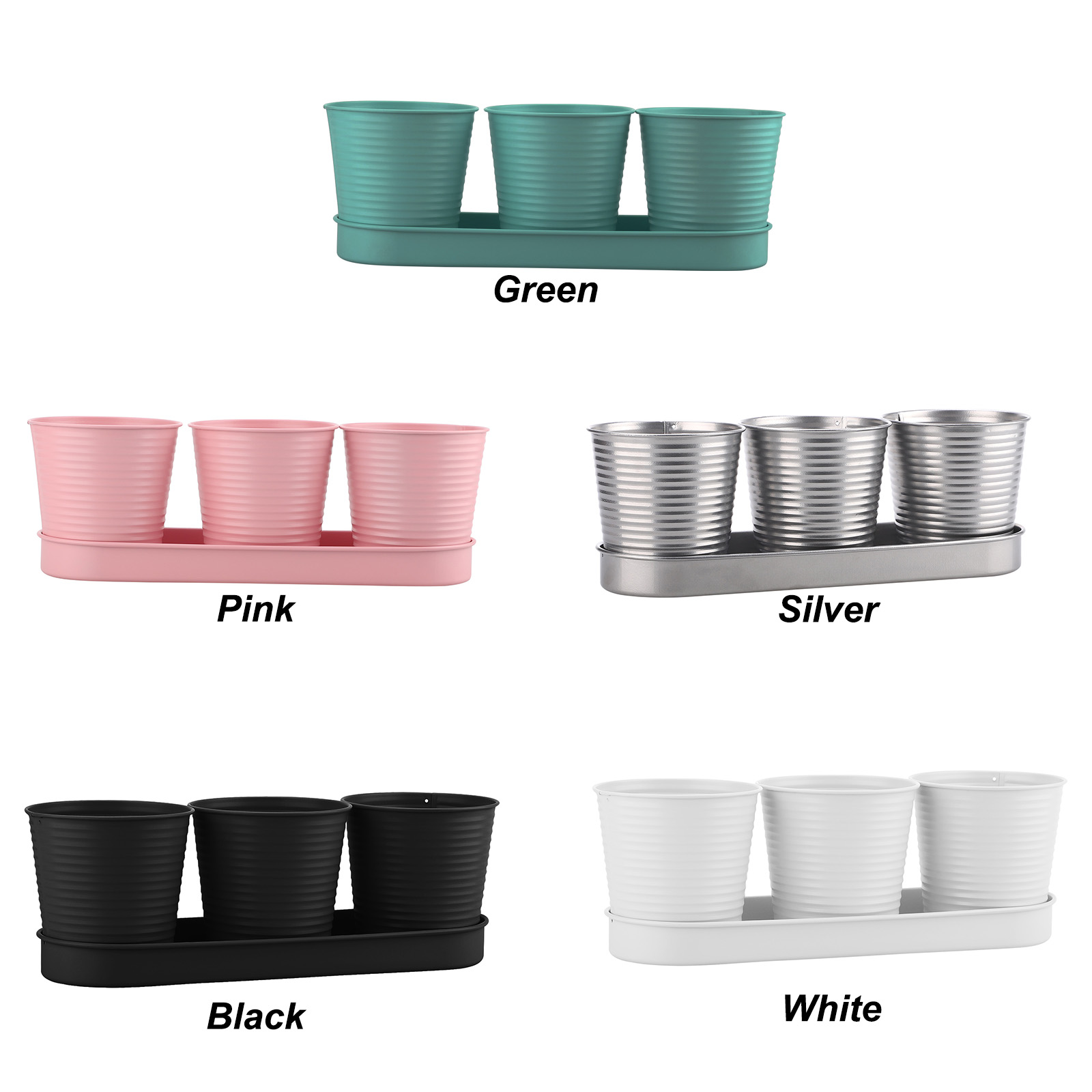 3pcs Bonsai Bucket Garden Metal Flower Pot Succulent Pots Iron For Home Decoration Windowsill Decor