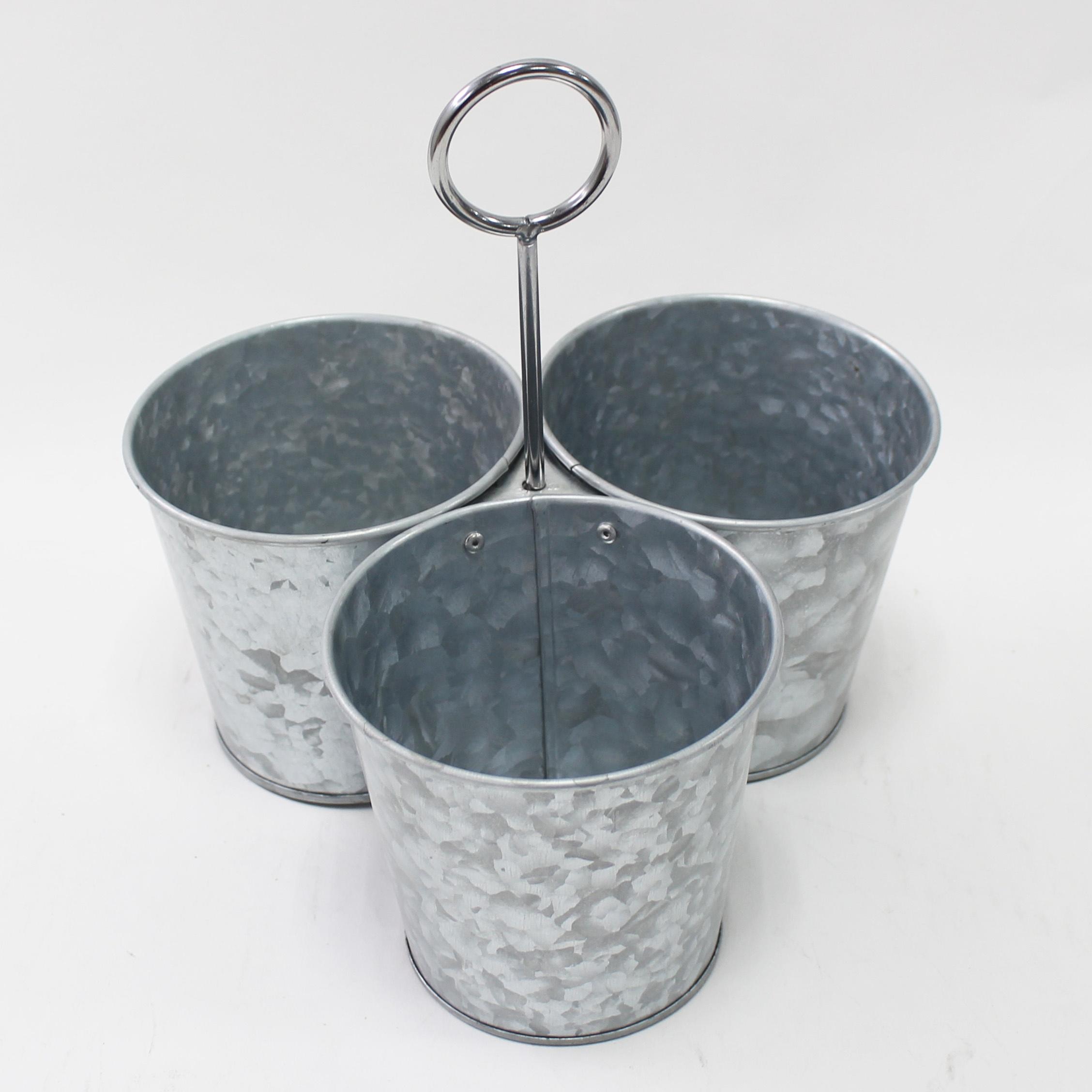 kitchen utensils Holders Candy Set Includes 3 Galvanised Iron buckets, garden hanging planter plant buckets