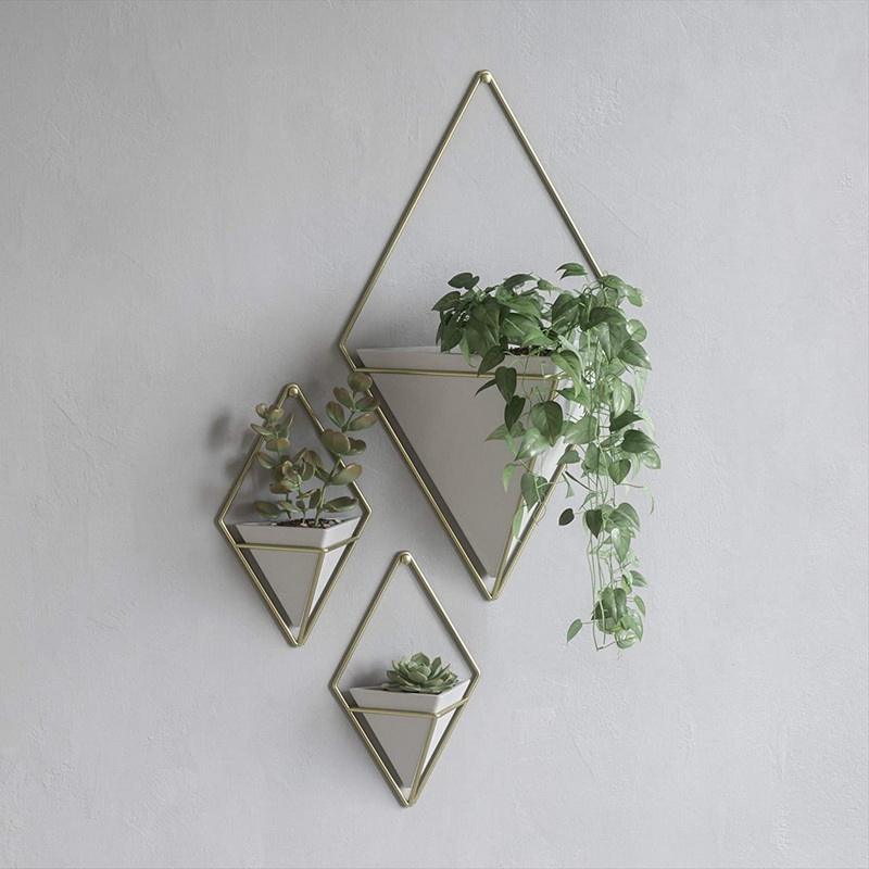 Hanging Iron Planter Vase & Geometric Wall Decor Container Great For Succulent Plants Air Plant Faux Plants iron Wall Planter